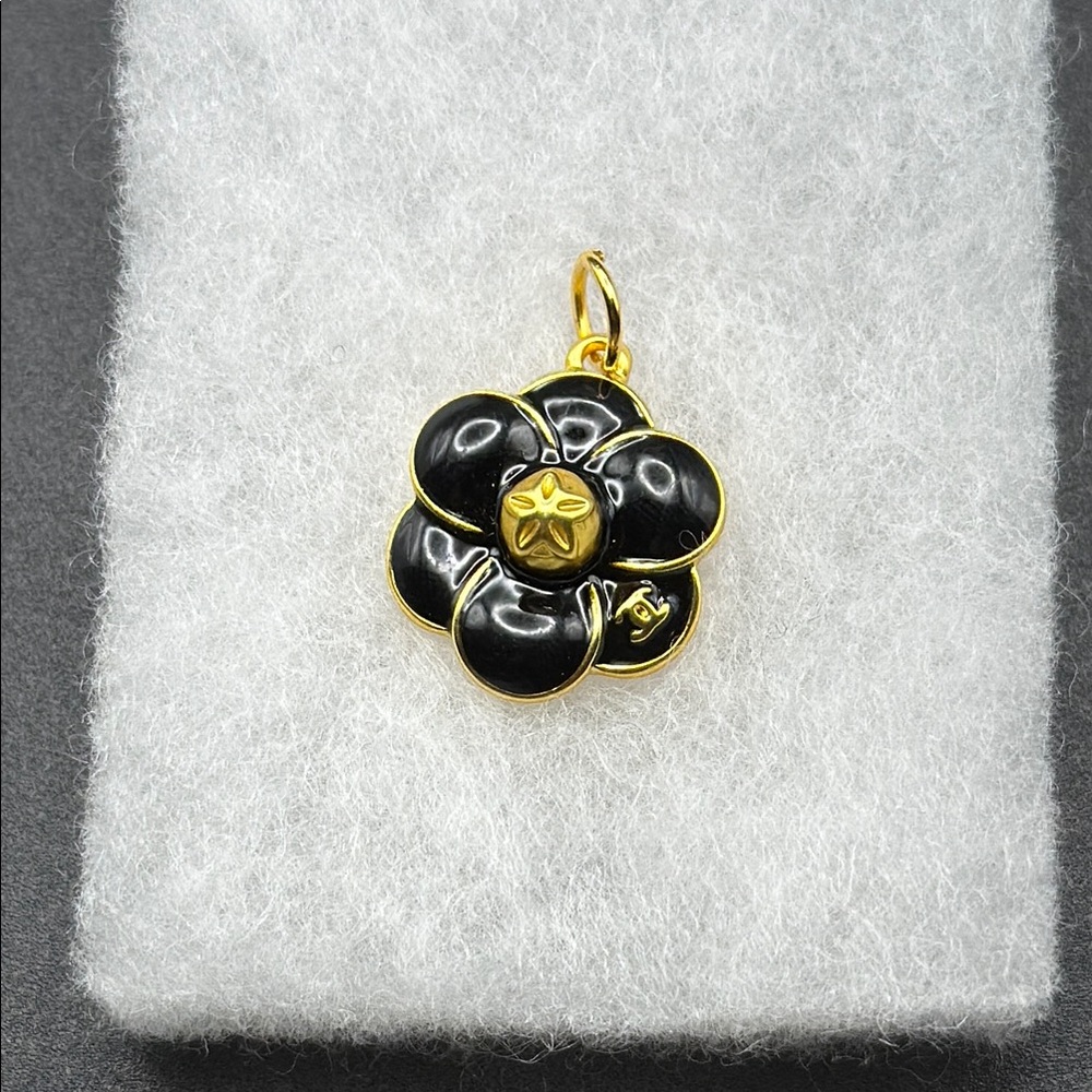 Gold and Black Flower Pendant/ charm